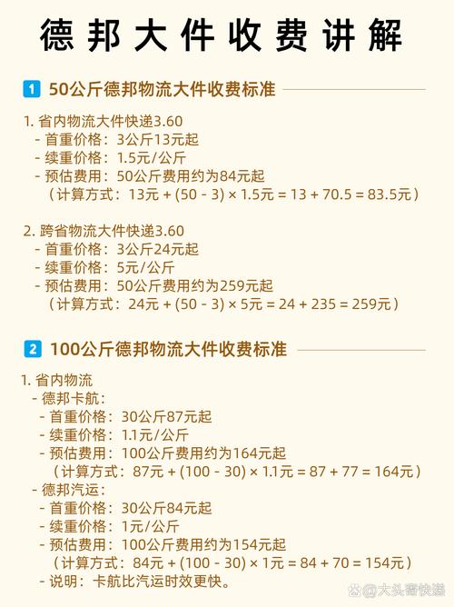 沈阳德邦物流收费标准