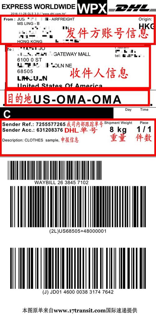 怎么填写dhl信息