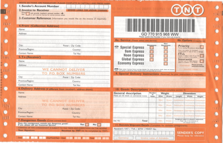 tnt物流信息查询