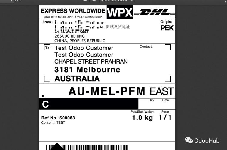 dhl物流空运信息