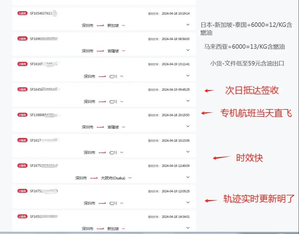 顺丰国际快递价格查询