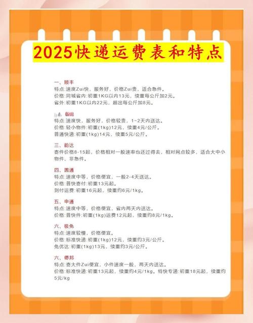 韵达省内快递收费标准