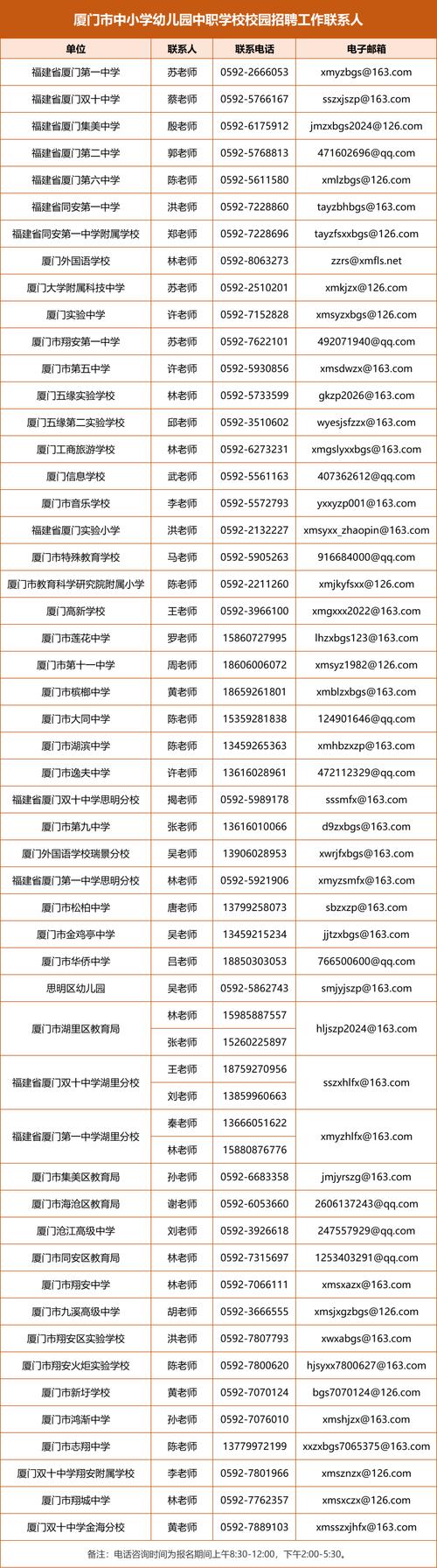 福海学校电话信息